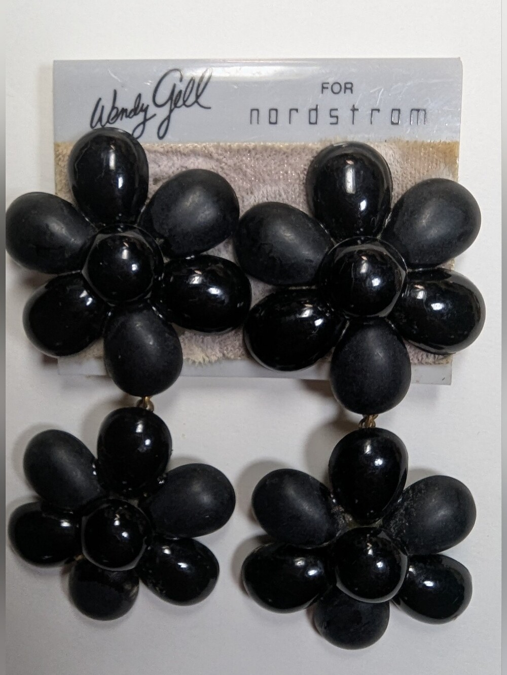 Wendy Gell black dangle earrings card from Nordstrom's